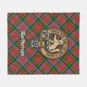 Clan MacPherson Crest over Tartan Fleece Deken (Voorkant (Horizontaal))