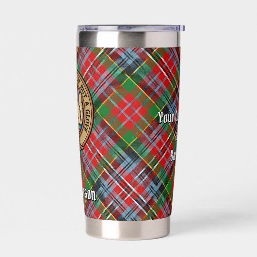 Clan MacPherson Crest over Tartan Geïsoleerde Drinkbeker (Links)