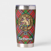 Clan MacPherson Crest over Tartan Geïsoleerde Drinkbeker (Voorkant)