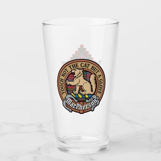 Clan MacPherson Crest over Tartan Glas (Voorkant)
