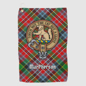 Clan MacPherson Crest over Tartan Golf Handdoek (Voorkant)
