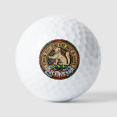 Clan MacPherson Crest over Tartan Golfballen (Voorkant)