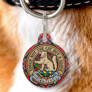 Clan MacPherson Crest over tartan Huisdierpenning