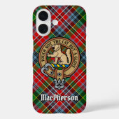 Clan MacPherson Crest over Tartan iPhone Case (Achterkant)