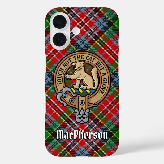 Clan MacPherson Crest over Tartan iPhone Case (Achterkant)