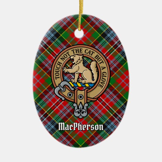 Clan MacPherson Crest over Tartan Keramisch Orname Keramisch Ornament (Voorkant)