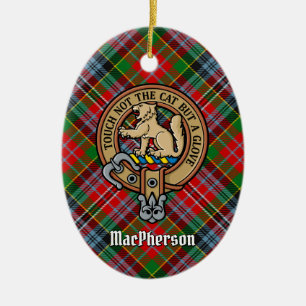 Clan MacPherson Crest over Tartan Keramisch Orname Ornament