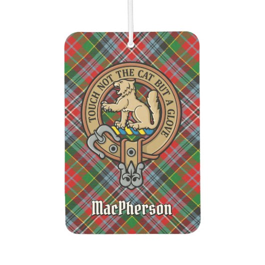 Clan MacPherson Crest over Tartan luchtverfrisser (Voorkant)
