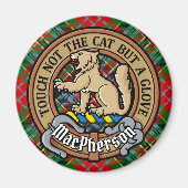 Clan MacPherson Crest over Tartan Magneet (Voorkant)