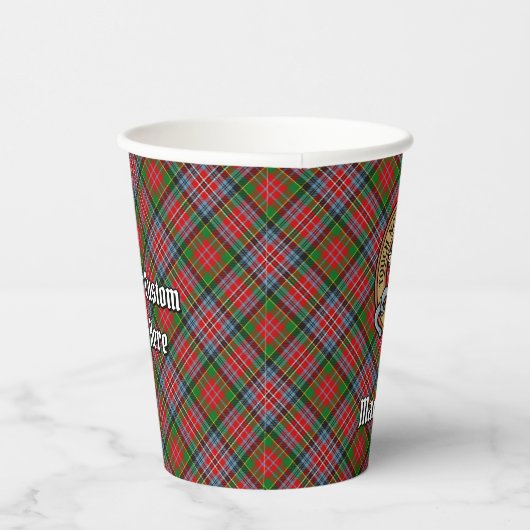 Clan MacPherson Crest over Tartan Paper Cups Papieren Bekers (Rechts)