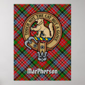 Clan MacPherson Crest over Tartan Poster (Voorkant)