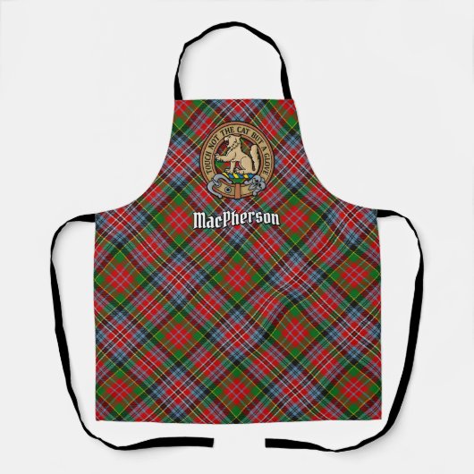 Clan MacPherson Crest over Tartan Schort (Voorkant)