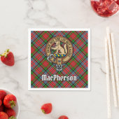Clan MacPherson Crest over Tartan Servet (Insitu)