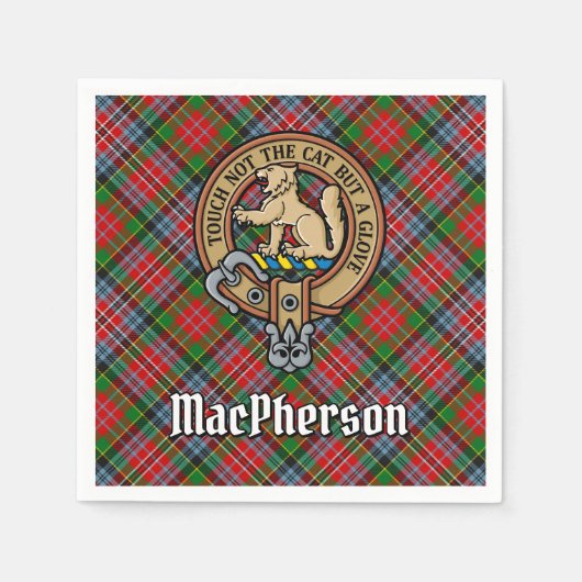 Clan MacPherson Crest over Tartan Servet (Voorkant)