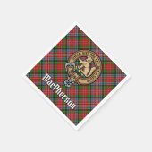 Clan MacPherson Crest over Tartan Servet (Hoek)