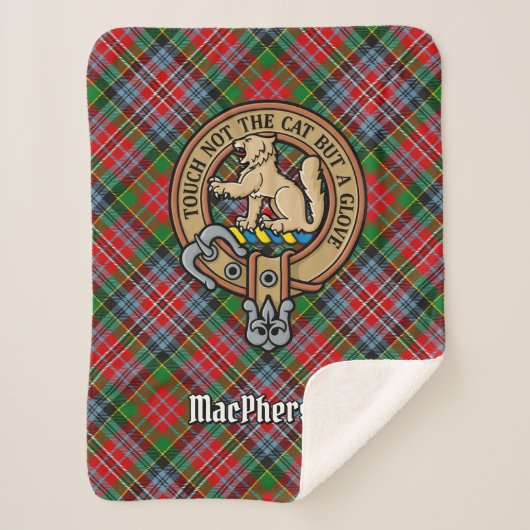 Clan MacPherson Crest over Tartan Sherpa Deken (Voorkant)