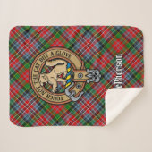 Clan MacPherson Crest over Tartan Sherpa Deken (Voorkant (horizontaal))