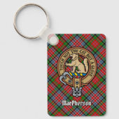 Clan MacPherson Crest over Tartan Sleutelhanger (Voorkant)