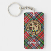 Clan MacPherson Crest over Tartan Sleutelhanger (Voorkant)