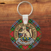 Clan MacPherson Crest over Tartan Sleutelhanger (Voorkant)