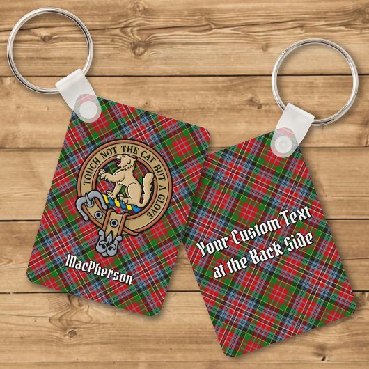 Clan MacPherson Crest over Tartan Sleutelhanger