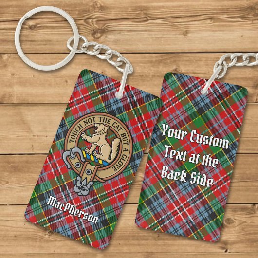 Clan MacPherson Crest over Tartan Sleutelhanger