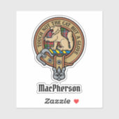 Clan MacPherson Crest over Tartan Sticker (Vel)