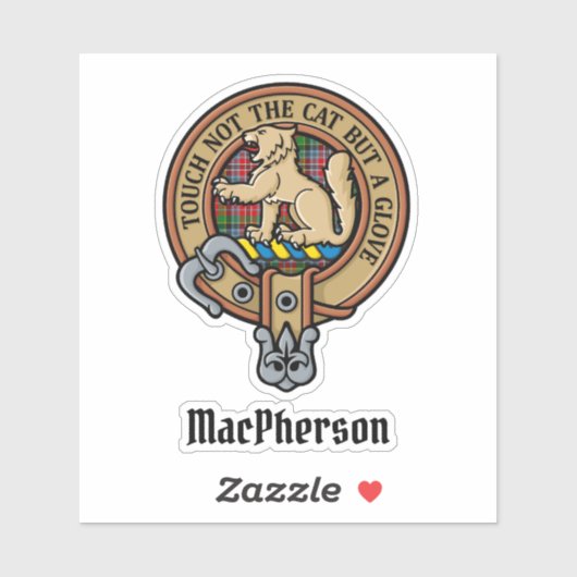 Clan MacPherson Crest over Tartan Sticker (Vel)