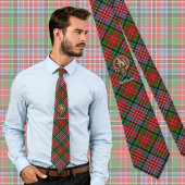 Clan MacPherson Crest over Tartan Stropdas