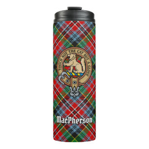 Clan MacPherson Crest over Tartan Thermosbeker