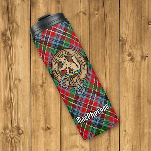 Clan MacPherson Crest over Tartan Thermosbeker
