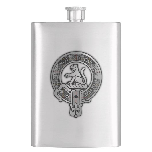 Clan MacPherson Crest & Tartan Flask Flacon (Voorkant)