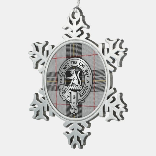 Clan MacPherson Crest & Tartan Tin Sneeuwvlok Ornament (Rechts)
