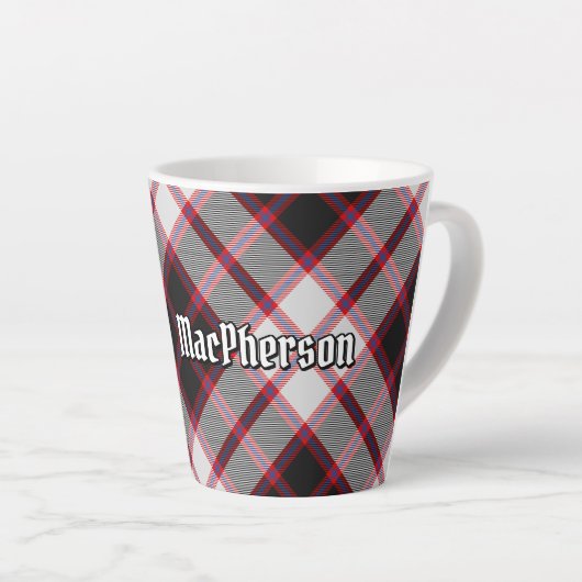 Clan MacPherson Jacht Tartan Latte Mok (Rechterhoek)