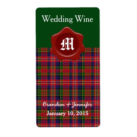 Clan MacPherson Pset Wedding Mini Wine Labels (Voorkant)