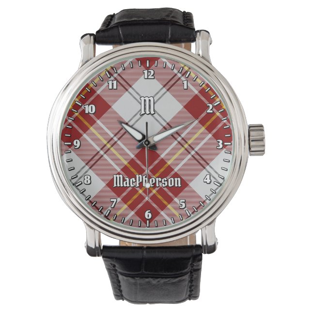 Clan MacPherson Rode Jurk Tartan Horloge (Voorkant)