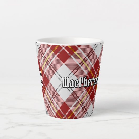 Clan MacPherson Rode Jurk Tartan Latte Mok (Voorkant)