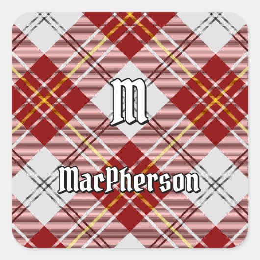 Clan MacPherson Rode Jurk Tartan Vierkante Sticker (Voorkant)