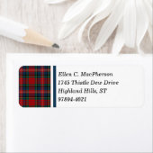 Clan MacPherson Rood en Blauw Schots Tartan Etiket (Insitu)