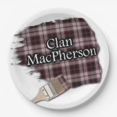 Clan MacPherson Scottish Tartan Paint Brush Papieren Bordje (Voorkant)