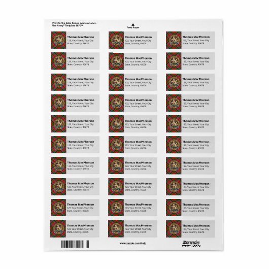 Clan MacPherson Tartan Label (Full Sheet)