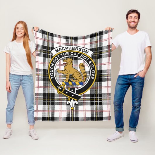 Clan MacPherson Tartan Schots geruit weefsel Fleece Deken (In situ)