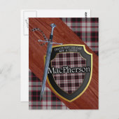 Clan MacPherson Tartan Sword & Shield Briefkaart (Voorkant / Achterkant)