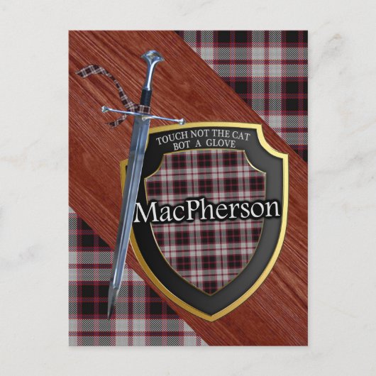 Clan MacPherson Tartan Sword & Shield Briefkaart (Voorkant)