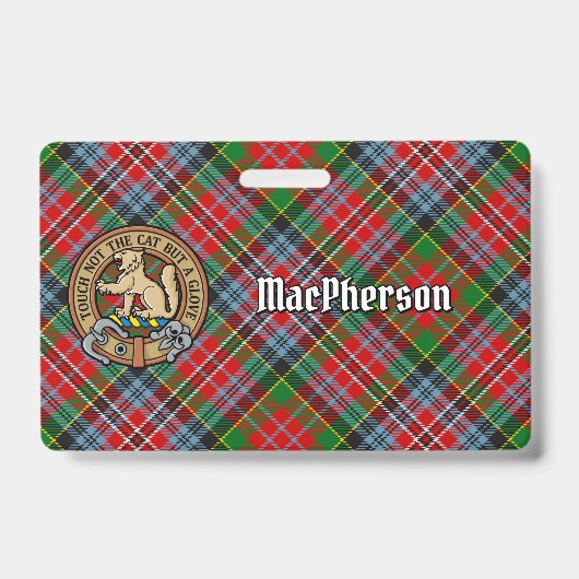 Clan MacPherson-wapenschild boven tartan Badge (Voorzijde)