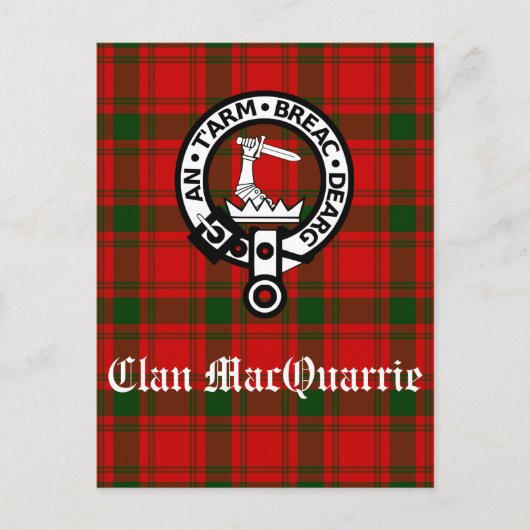 Clan MacQuarrie Tartan en Crest Briefkaart (Voorkant)
