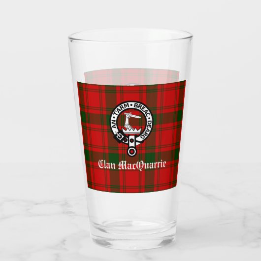 Clan MacQuarrie Tartan en Crest Glas (Achterkant)