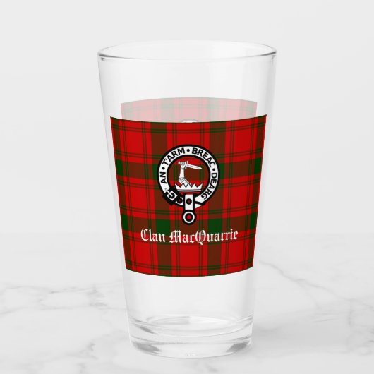 Clan MacQuarrie Tartan en Crest Glas (Voorkant)