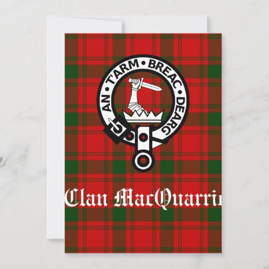 Clan MacQuarrie Tartan en Crest Greeting Kaart (Voorkant)