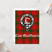 Clan MacQuarrie Tartan en Crest Greeting Kaart (Voorkant / Achterkant in situ)